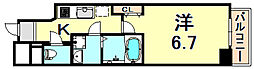 アドバンス神戸ラフィナート 1Kの間取図画像