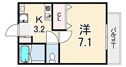 モカメゾン六甲 1Kの間取図画像