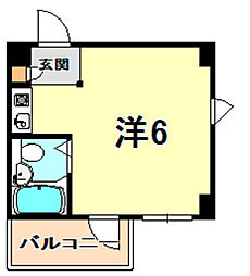 サンパレス六甲 ワンルームの間取図画像