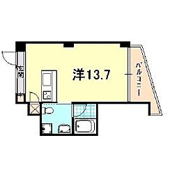 ロイスグラン神戸湊川公園 ワンルームの間取図画像