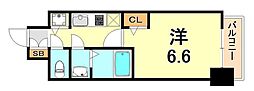 プレサンス三宮ディライト 1Kの間取図画像