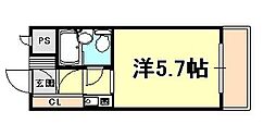 ビシック西進 ワンルームの間取図画像