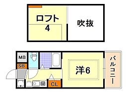 エステムコート三宮駅前ラドゥー 1Kの間取図画像