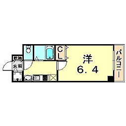 プレサンス三ノ宮駅前プライムタイム ワンルームの間取図画像