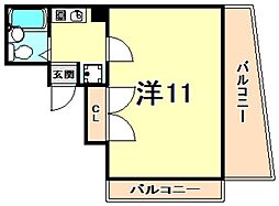 六甲グランドライオンズ2 1Kの間取図画像
