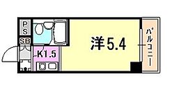 ライオンズマンション三宮 ワンルームの間取図画像