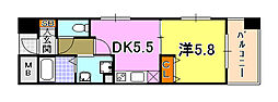 サムティ三宮レガニールワンルーム棟 1DKの間取図画像