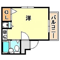 ラムール春日野道 ワンルームの間取図画像