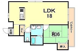 ハマユウ 1LDKの間取図画像