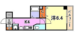 ロイヤルヒル神戸三ノ宮Part2 1Kの間取図画像