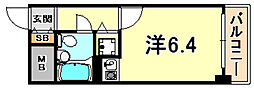 藤和シティホームズ灘 1Kの間取図画像