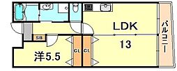 ミロワ西灘 1LDKの間取図画像