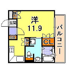 リーガル神戸三宮山手 1Kの間取図画像
