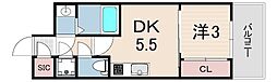セレニテ神戸ミラク 1DKの間取図画像