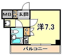 藤和シティコア神戸中道通 ワンルームの間取図画像