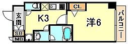 エスティライフ三宮東 1Kの間取図画像