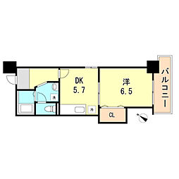 サンクラッソ湊川公園駅前 1DKの間取図画像