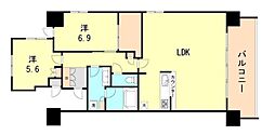 ザ・レジデンス元町海岸通 2LDKの間取図画像
