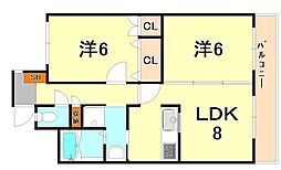 プリンスコート 2LDKの間取図画像
