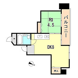 第2七耀マンション 1DKの間取図画像