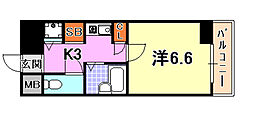 ロイヤルヒル神戸三ノ宮Part2 1Kの間取図画像