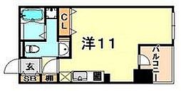 オーキドレジデンス神戸三宮 ワンルームの間取図画像
