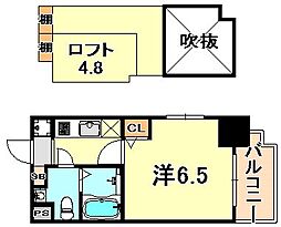 エステムコート神戸・県庁前4グランディオ 1Kの間取図画像