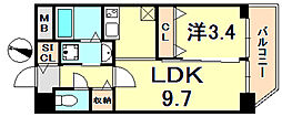 SERENiTE神戸元町 1LDKの間取図画像