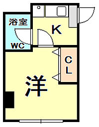 良本三川口マンション 1Kの間取図画像