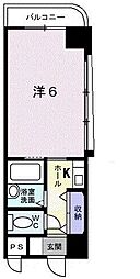 フォルティナドムス 1Kの間取図画像