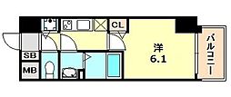 プレサンスジェネ新神戸ステーションフロント 1Kの間取図画像