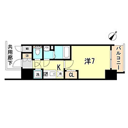 エスプレイス神戸ハーバーウエスト 1Kの間取図画像