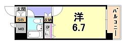 朝日プラザαポート神戸 ワンルームの間取図画像