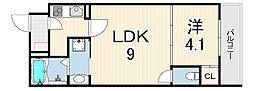 AXIA CITY 神戸松原 1LDKの間取図画像