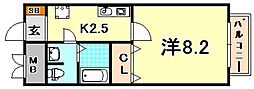 ダイドーメゾン神戸元町 1Kの間取図画像