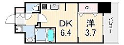 プレサンス神戸水木通ルミエス 1DKの間取図画像