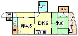 サンビルダー六甲駅前 2DKの間取図画像