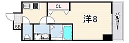 レジデンス神戸ヴェルノ 1Kの間取図画像