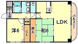エリム摩耶 2LDKの間取図画像