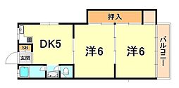 六甲台マンション 2DKの間取図画像