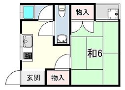 フクヤマンション 1DKの間取図画像