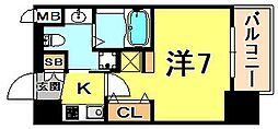 エステムコート三宮駅前3マジェスティ 1Kの間取図画像