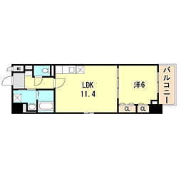 プレンダーコート神戸 1LDKの間取図画像