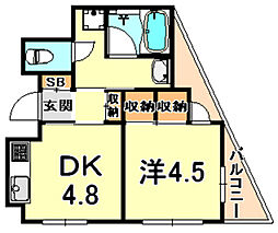 すずかけ2号館 1DKの間取図画像