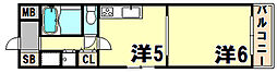 ビーハイツ北野 1DKの間取図画像