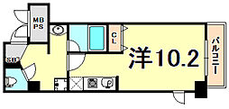 クオーレ三宮一番館 1Kの間取図画像