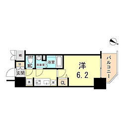 プレサンス三宮セントウエル 1Kの間取図画像