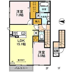 ラークヒルズ 2LDKの間取図画像