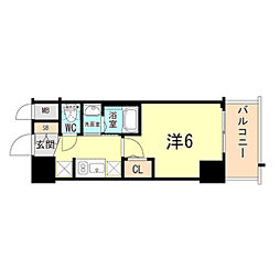 エステムコート神戸湊町 1Kの間取図画像