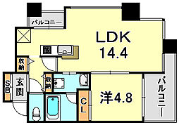 アーバネックス神戸水木通 1LDKの間取図画像